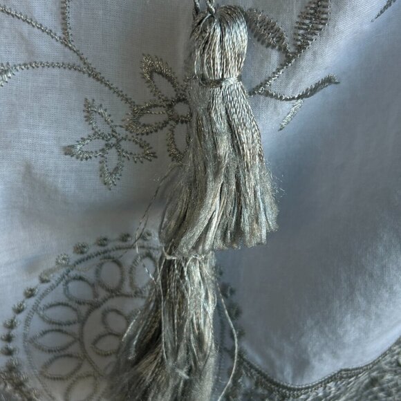 Purple Clover White Silver Embroidered Peasant Top - Picture 3 of 9